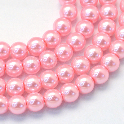 Baking Paint Pearlized Glass Pearl Round Bead Strands X-HY-Q003-10mm-53-A-1