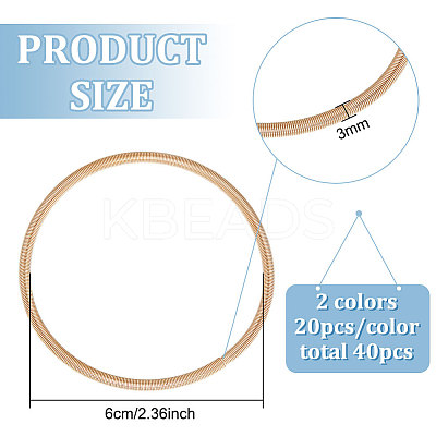 40Pcs 2 Colors Carbon Steel Round Snake Chains Stretch Bracelets Set for Women BJEW-BC0001-09-1