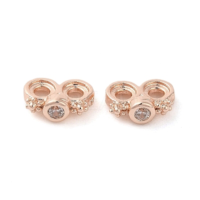 Rack Plating Brass Pave Clear Cubic Zirconia Spacer Bars KK-B088-11A-RG-1