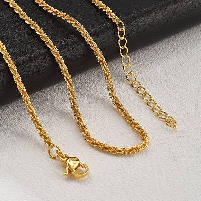 Brass Sterling Silver Chains Necklaces for Women NJEW-D302-25G-1
