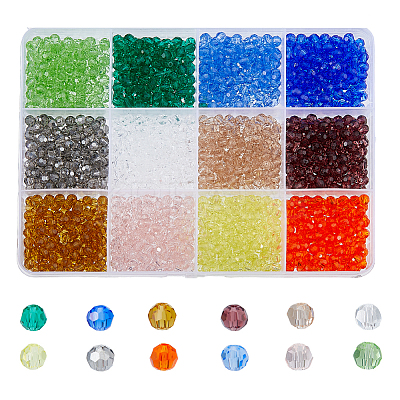 1800Pcs 12 Colors Transparent Glass Beads Strands EGLA-DC0001-02-1