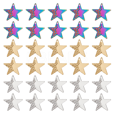 36Pcs 3 Colors Ion Plating(IP) 304 Stainless Steel Pendants STAS-UN0044-92-1