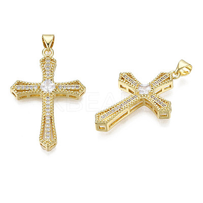Brass Micro Pave Cubic Zirconia Pendants X-KK-N227-86A-1