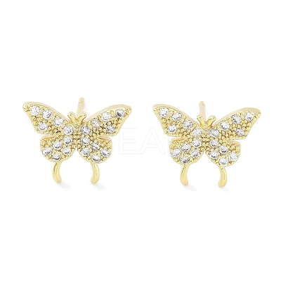 Brass Micro Pave Clear Cubic Zirconia Studs Earring for Women EJEW-S217-C06-1