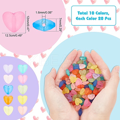 200Pcs 10 Colors Transparent Acrylic Beads FACR-CA0001-01-1
