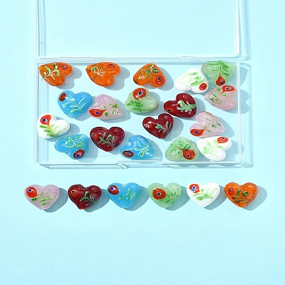 24Pcs 6 Colors Handmade Bumpy Millefiori Glass Beads LAMP-FS0001-39-1