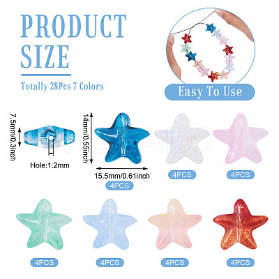 28Pcs 7 Colors Glass Beads GLAA-TA0003-34-1