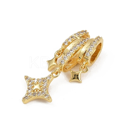 Brass Micro Pave Clear Cubic Zirconia Pendants X-KK-C093-23G-1