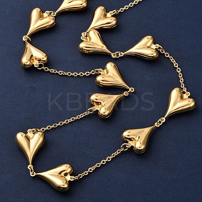 304 Stainless Steel Heart Link Chain Necklaces for Women NJEW-G178-02G-01-1