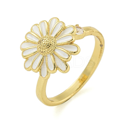 Daisy Enamel Rotatable Cuff Rings for Women RJEW-M016-05G-1