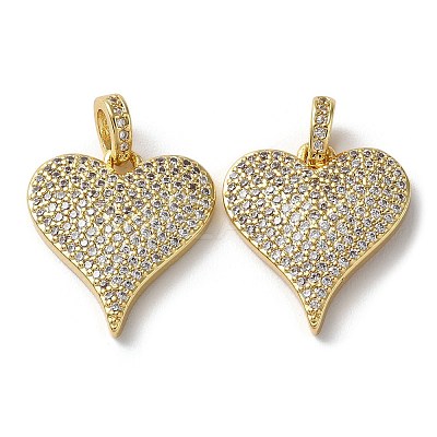Rack Plating Clear Brass Micro Pave Cubic Zirconia Pendants KK-M254-09G-1