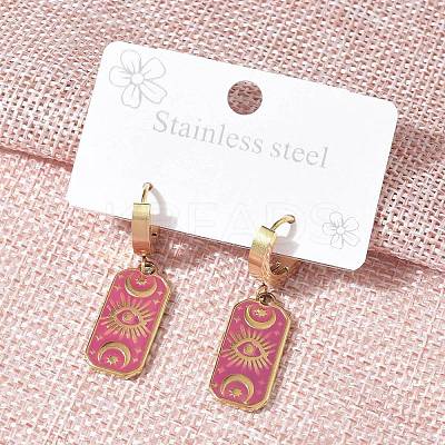 304 Stainless Steel Enamel Hoop Earrings for Women STAS-Z105-01G-05-1