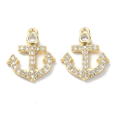 Brass Micro Pave Cubic Zirconia Charms KK-B072-03G-1