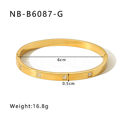 304 Stainless Steel Pave Cubic Zirconia Bangles FS-WG09E60-31-1