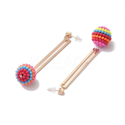 Resin Waxberry Round Ball Dangle Stud Earrings LS-EJEW-O073-02KCG-1