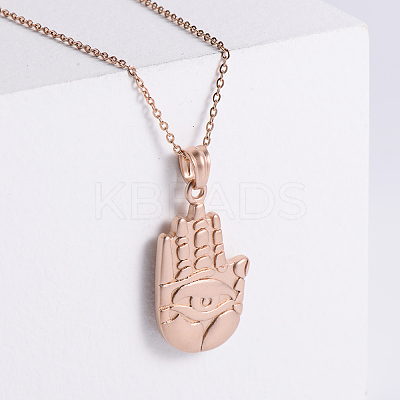 Vintage Gothic Stainless Steel Hamsa Hand Pendant Necklaces EA4293-1