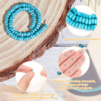 2 Strands Faceted Rondelle Synthetic Turquoise Beads Strands TURQ-AR0001-38-1