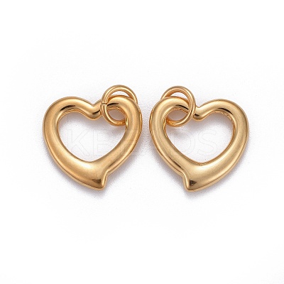 304 Stainless Steel Open Heart Charms STAS-L218-14G-1