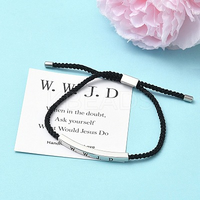 Word WWJD Polyester Cord Slider Bracelets BJEW-P384-01P-1