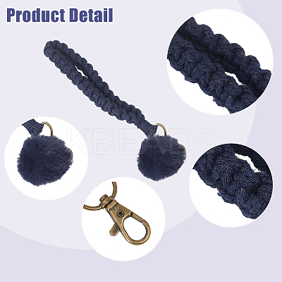 6Pcs 6 Colors Handmade Braided Wrist Lanyard Pendant Decorations AJEW-GL0002-24-1