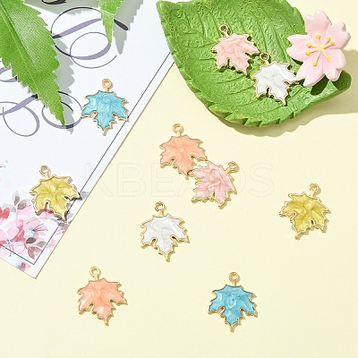 10Pcs 5 Colors Autumn Theme Zinc Alloy Pendants ENAM-YW0005-10-1