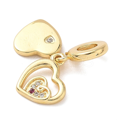 Brass Micro Pave Clear Cubic Zirconia European Dangle Charms KK-D502-14A-G-1