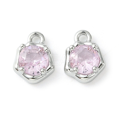 Brass Micro Pave Cubic Zirconia Charms KK-L208-10P-03-1