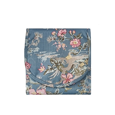 Flower Print Polyester Jewelry Storage Bags PW-WG31423-03-1