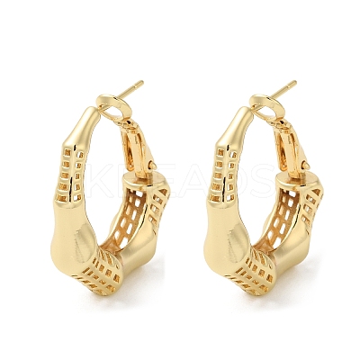 Rack Plating Brass Bamboo Stick Hoop Earrings for Women EJEW-A027-03G-1
