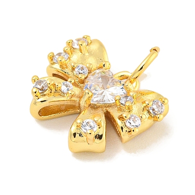 Rack Plating Brass Micro Pave Clear Cubic Zirconia Pendants KK-B093-01E-G-1