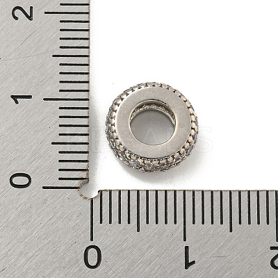 Rack Plating Brass Cubic Zirconia European Beads KK-L215-003P-1