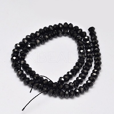 Faceted Rondelle Natural Black Spinel Bead Strands G-F289-42C-1