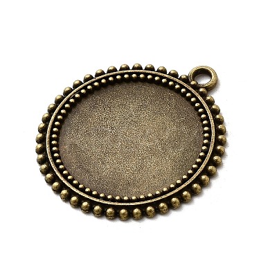 Tibetan Style Flat Round Alloy Pendant Cabochon Settings X-TIBEP-Q045-031AB-NR-1