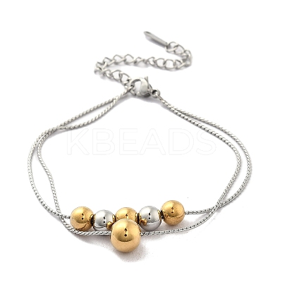 304 Stainless Steel Rolo Chain Multi-layer Bracelets for Women BJEW-D337-01A-GP-1