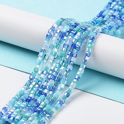 Gradient Color Electroplate Glass Bead Strands X-GLAA-E042-05-B07-1
