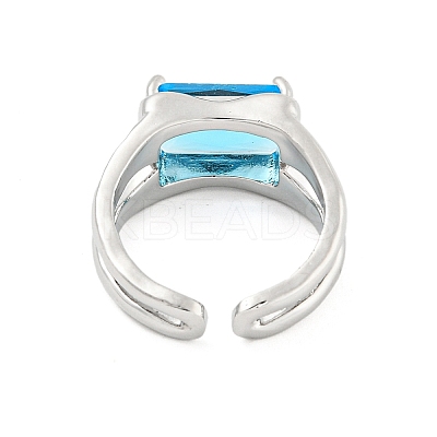 304 Stainless Steel Cubic Zirconia Open Cuff Ring LS-RJEW-S406-05P-05-1