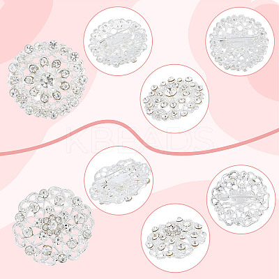 10Pcs 2 Style Crystal Rhinestone Flower Brooch Pin JEWB-GF0001-30-1