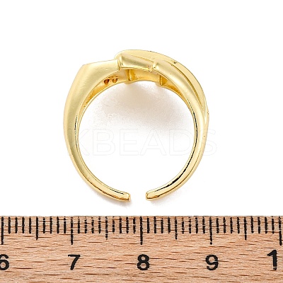 Brass Micro Pave Clear Cubic Zirconia Cuff Rings for Women RJEW-U043-09G-1