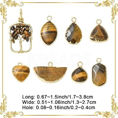 Natural Tiger Eye Pendants G-YW0003-01A-1