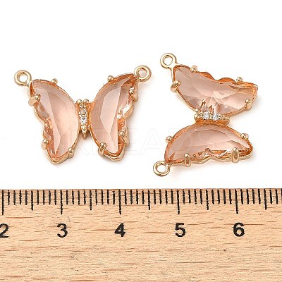 Brass Pave Faceted Glass Connector Charms FIND-Z020-03R-1