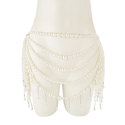 Iron & Imitation Pearl Multilayered Tassel Sexy Waist Beads Body Chains WG19B3D-02-1