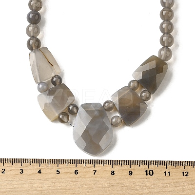 Natural Grey Agate Faceted Bib Graduated Beaded Necklaces for Women NJEW-B128-01F-1