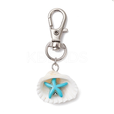 Synthetic Turquoise & Shell Pendant Decorations HJEW-JM03178-03-1