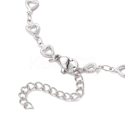 304 Stainless Steel Hollow Heart Link Chain Bracelet Makings for Women AJEW-JB01340-02-1