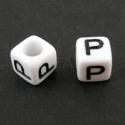 Letter Acrylic European Large Hole Beads X-OPDL-R050-10mm-P-1