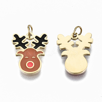 316 Surgical Stainless Steel Enamel Charms STAS-S116-009G-1