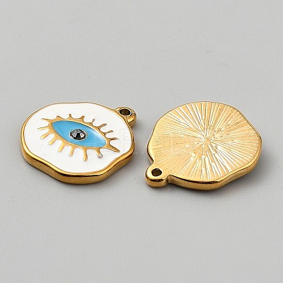 Stainless Steel Enamel Pendants STAS-WH0430-13G-1