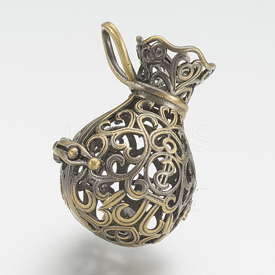 Brass Cage Pendants X-KK-D528-01AB-1