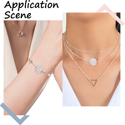 DIY 304 Stainless Steel Blank Flat Round Pendnat Necklace with Cable Chains Making Kit DIY-SC0024-15-1