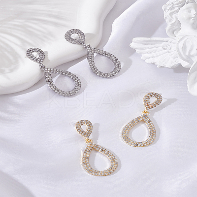 2 Pairs 2 Colors Alloy Rhinestone Dangle Stud Earrings EJEW-LP0001-99-1